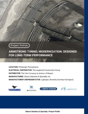 Armstrong Tunnel infrastructure project using stainless steel conduit to resist corrosion from road salt